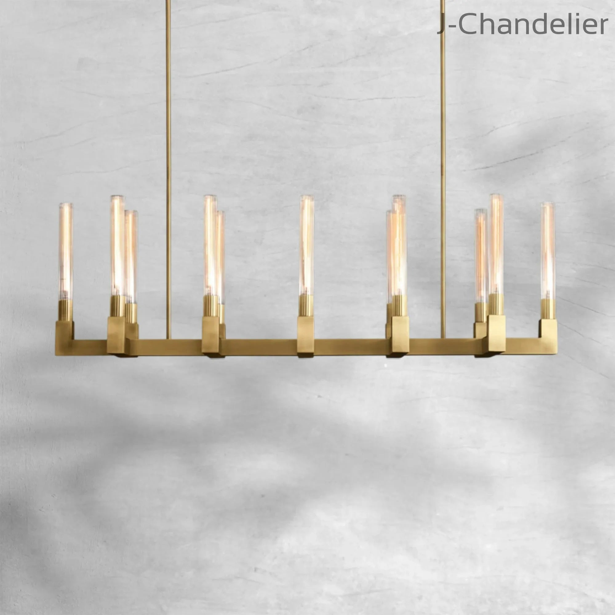 Cannel Glass Linear Chandelier 55"