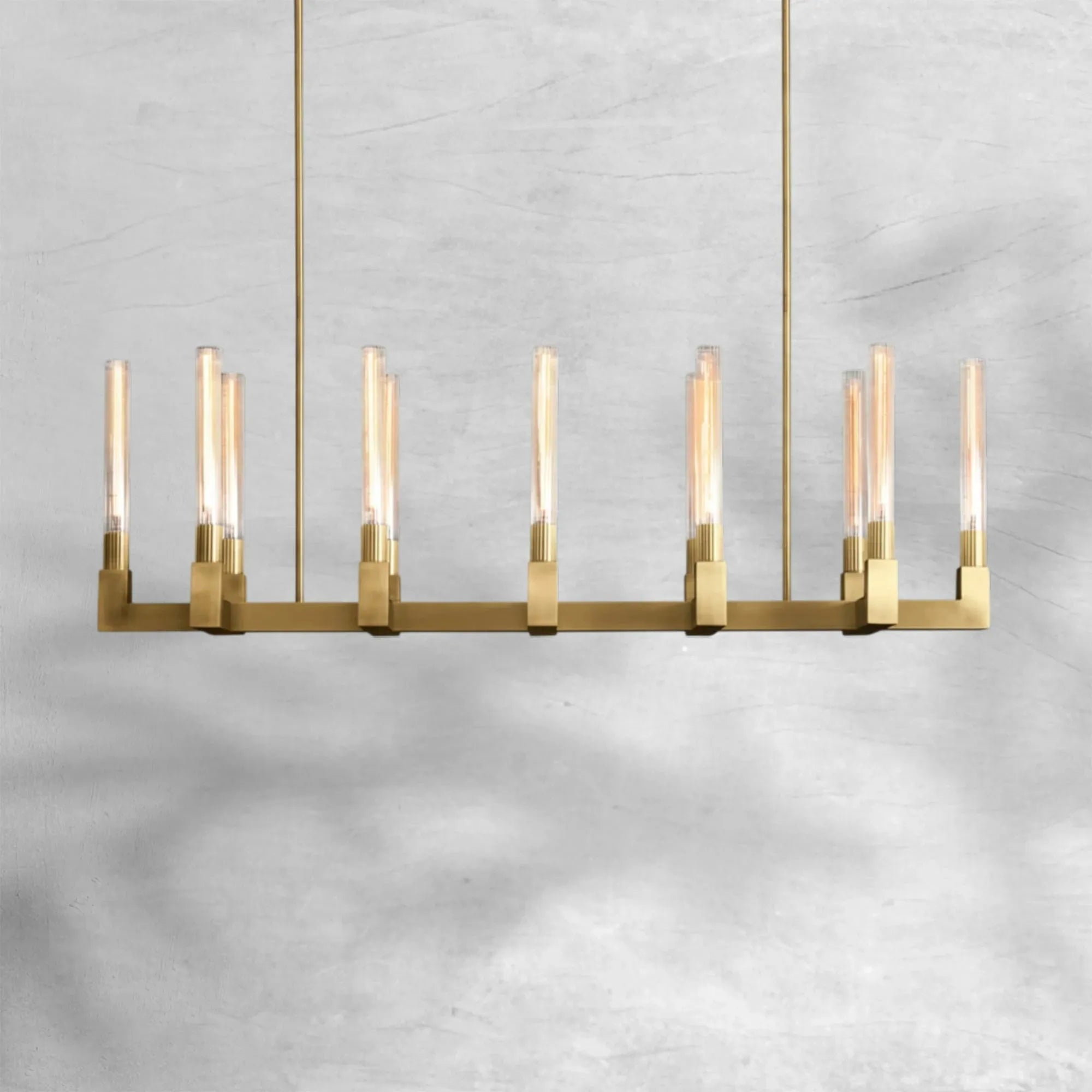 Cannel Glass Linear Chandelier 55"