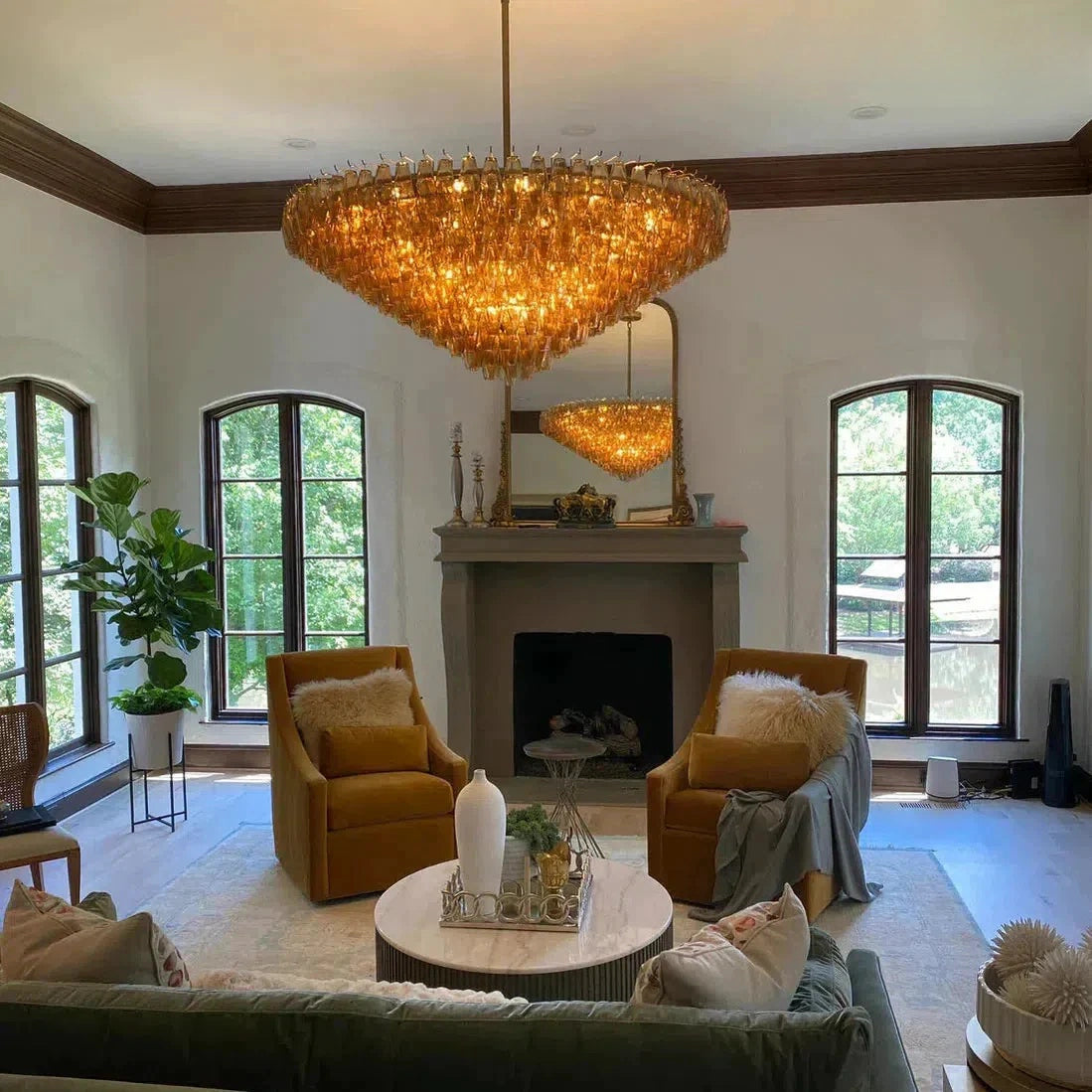 Cyra Glass Tiered Round Chandelier 37"D 47"D 62"D