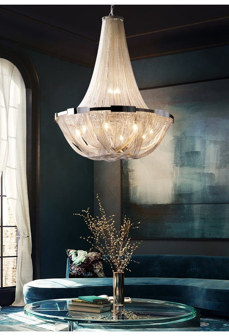 JC Liz Luxury Plated Aluminum Chain Chandelier Diameter