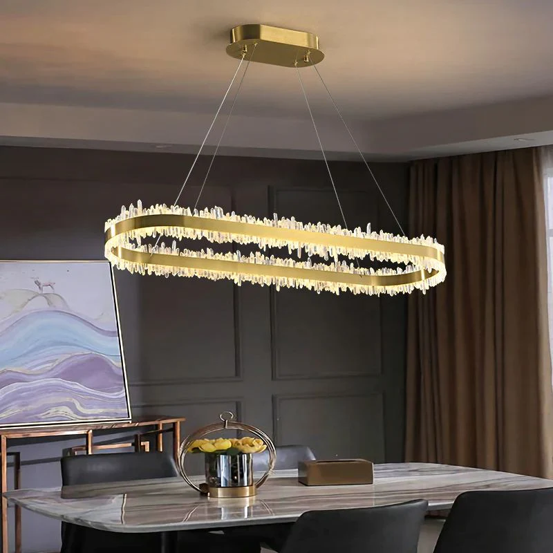 JC Modern Quartz Crystal Oval Chandelier