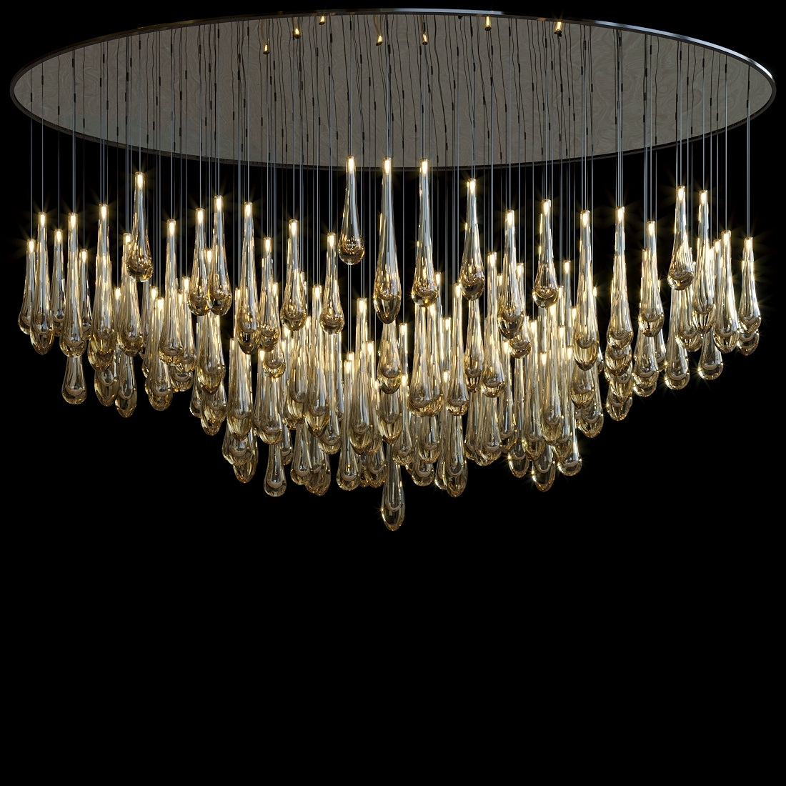 Aurelia Amber Teardrop Rain Glass Chandelier