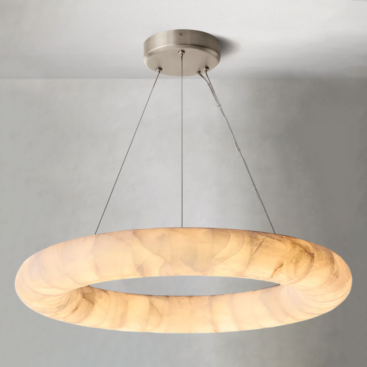 Riora Lisse Alabaster Round Chandelier 31" 41" 61"D