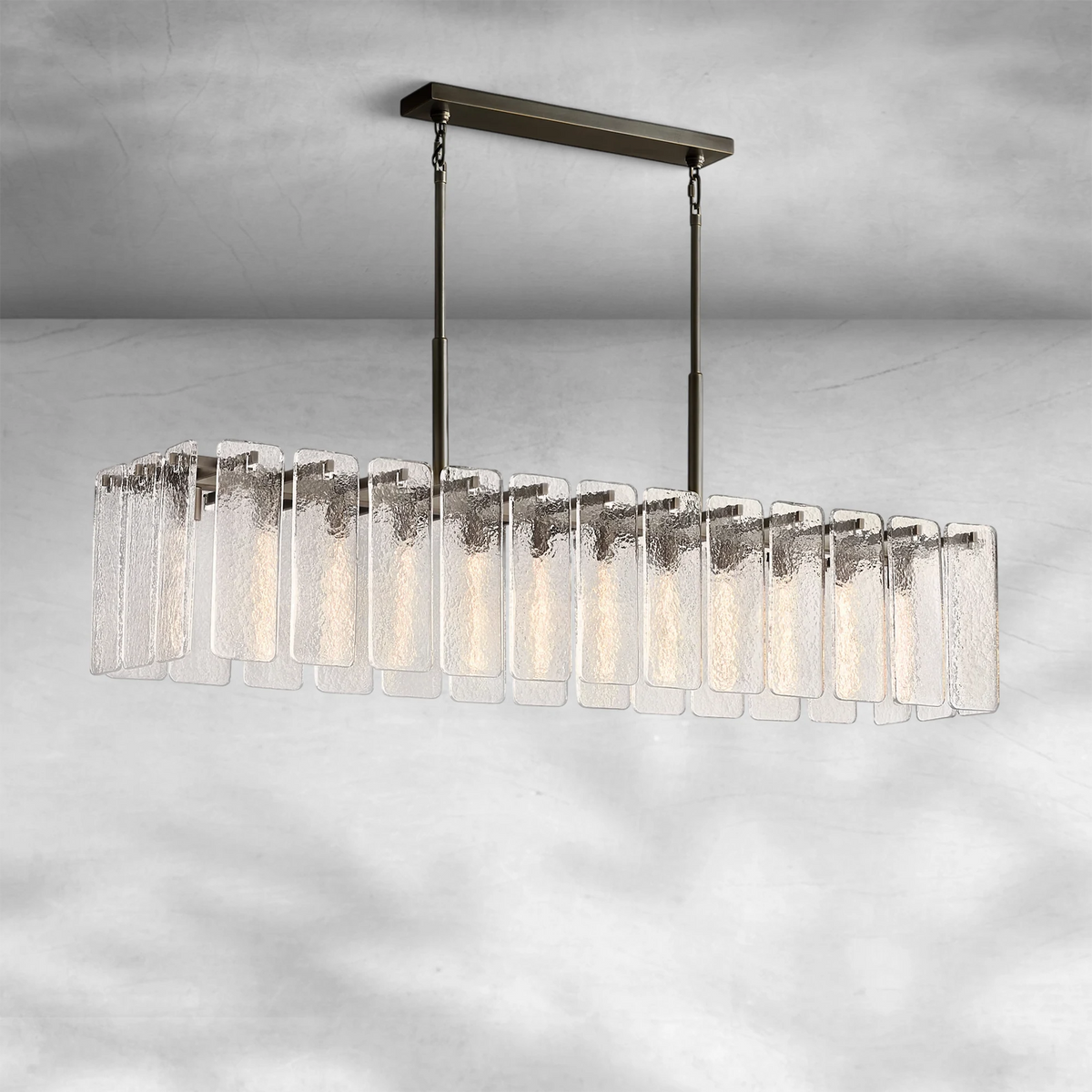 Calame Glass Rectangular Chandelier 72"