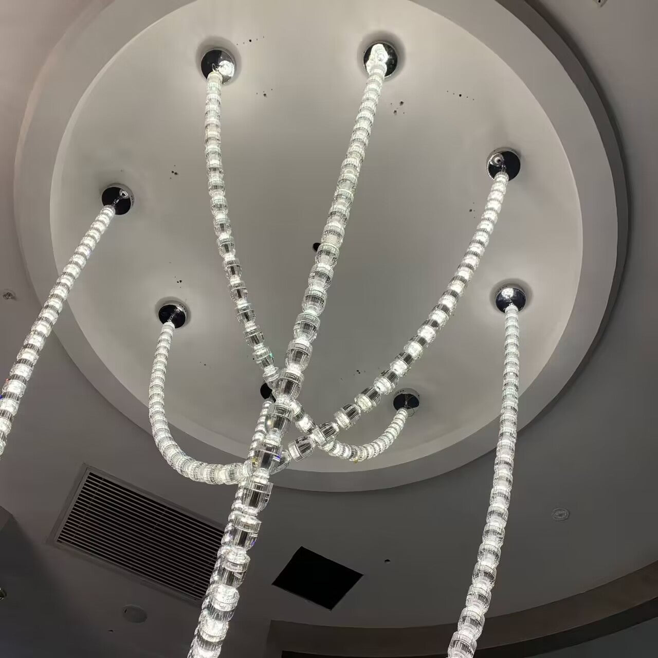 Modern Crystal Bullet Necklace Chain Chandelier for Living Room/Staircase/Foyer/Hotel/Restaurant