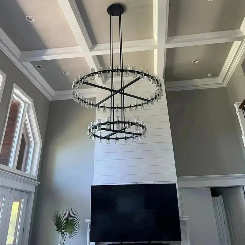 Auraline Crystal 2-Tier Round Chandelier 60"