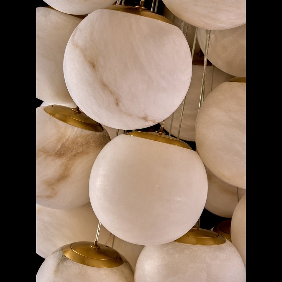 Cluster Alabaster Globe Chandelier - Merlin Lamps