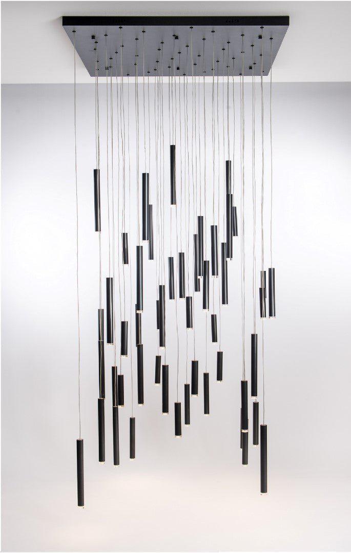 Bellini Square Tri-Tone Tubular Pendant Light Chandelier - Merlin Lamps