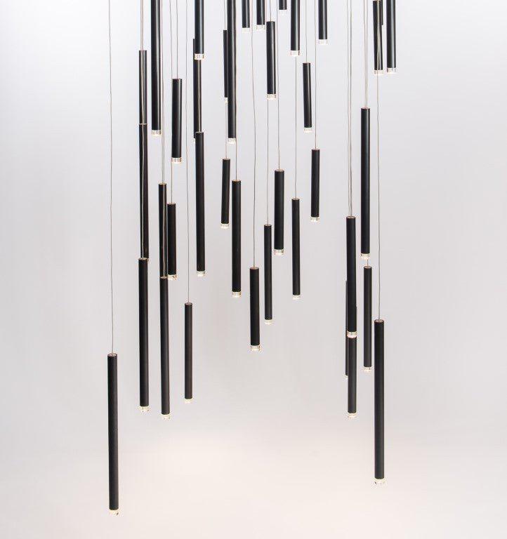 Bellini Square Tri-Tone Tubular Pendant Light Chandelier - Merlin Lamps