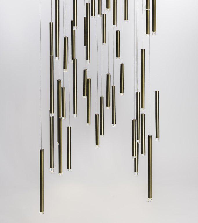 Bellini Square Tri-Tone Tubular Pendant Light Chandelier - Merlin Lamps