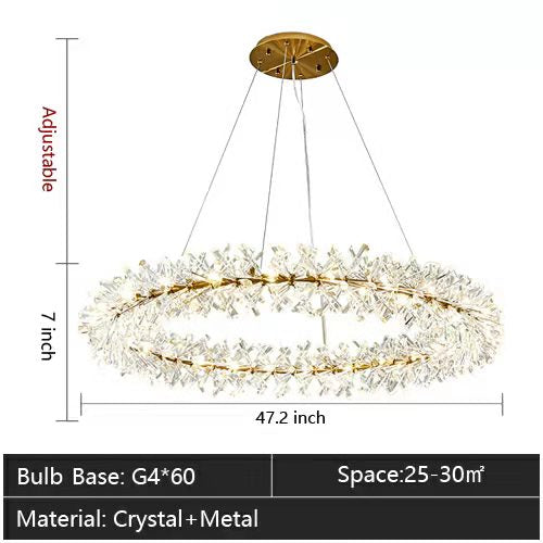 JC Rock 2 Wheel Frozen Ice Crystal Chandelier Light