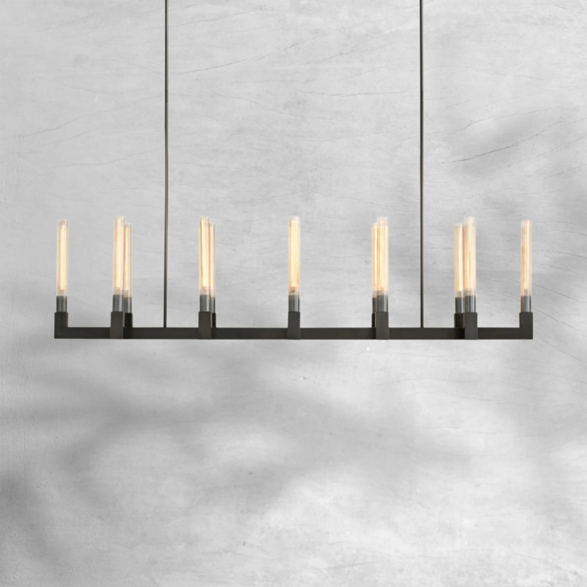 Cannel Glass Linear Chandelier 67"