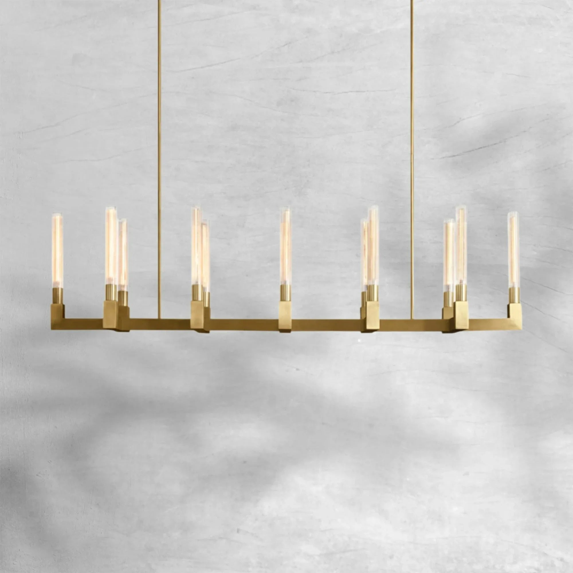 Cannel Glass Linear Chandelier 67"
