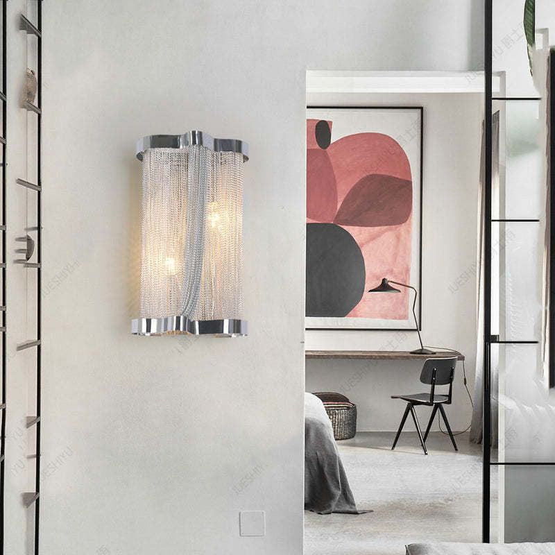 JC Ashley Aluminum Chain Tassel Wall Sconce
