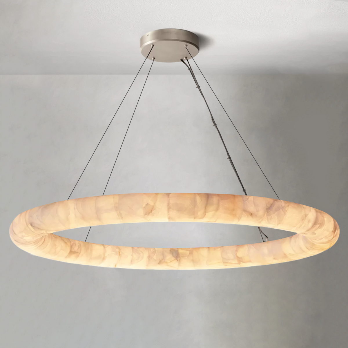 Riora Lisse Alabaster Round Chandelier 31" 41" 61"D