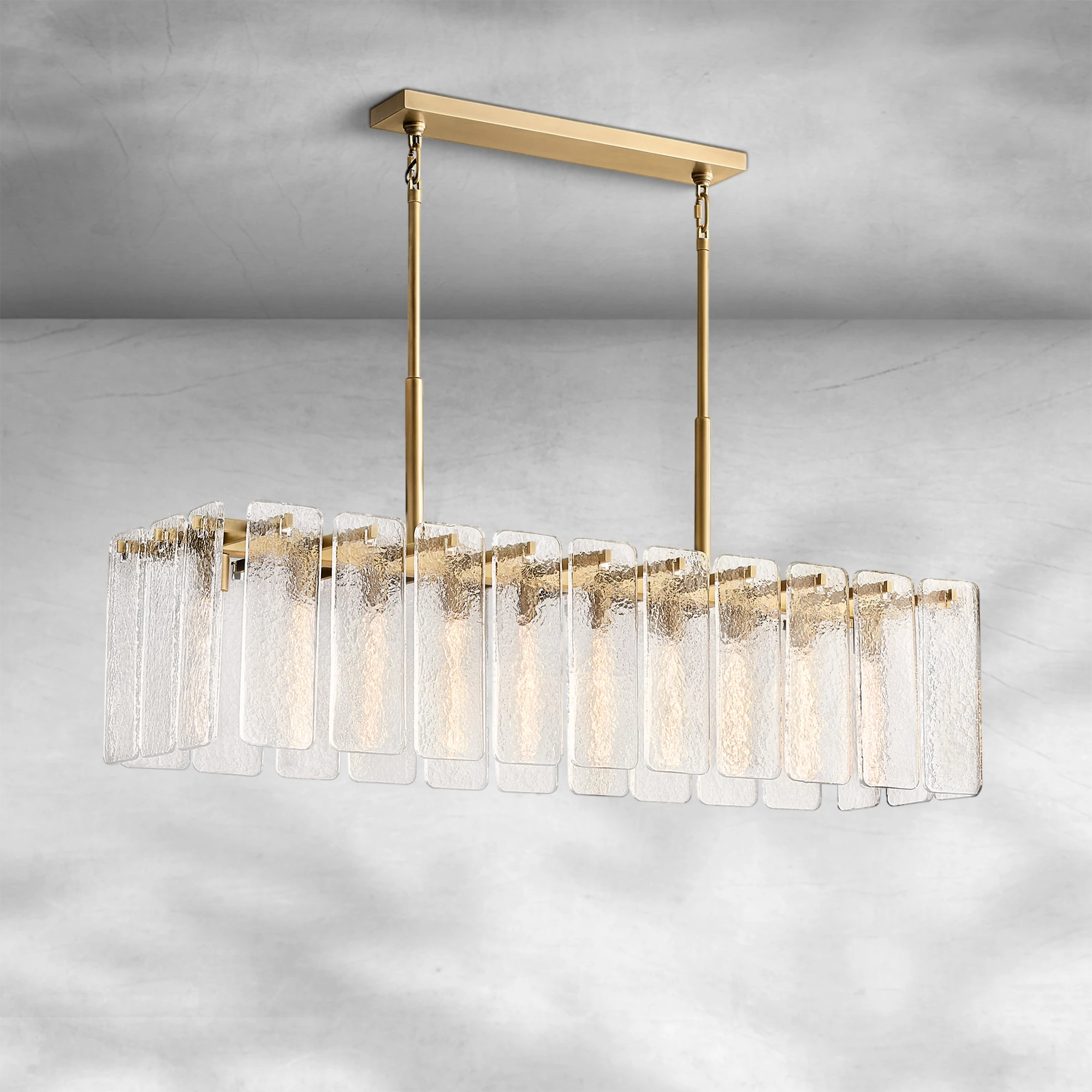 Calame Glass Rectangular Chandelier 60"