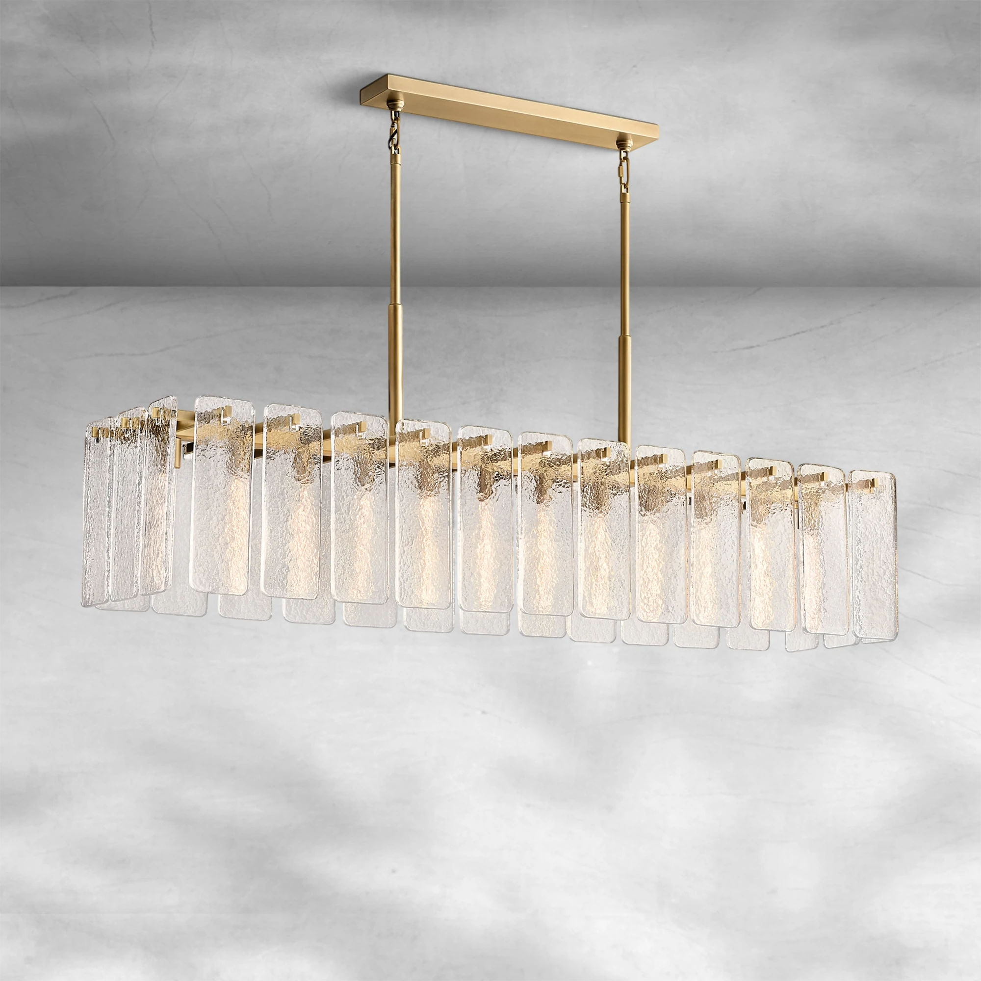 Calame Glass Rectangular Chandelier 72"