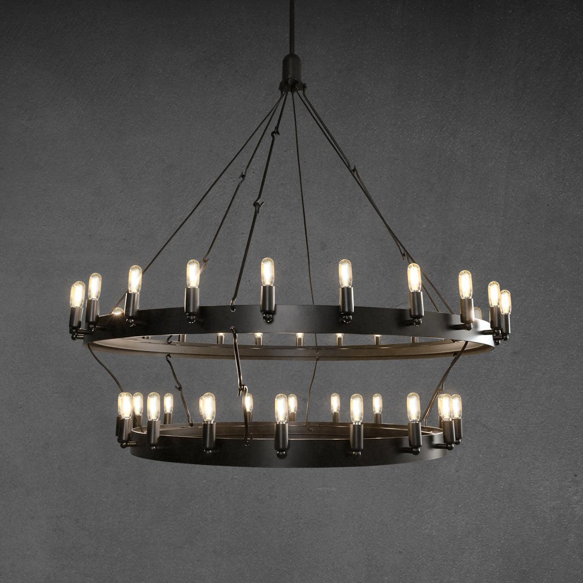 Celestine Vintage Filament Two-Tier Round Chandelier 38"