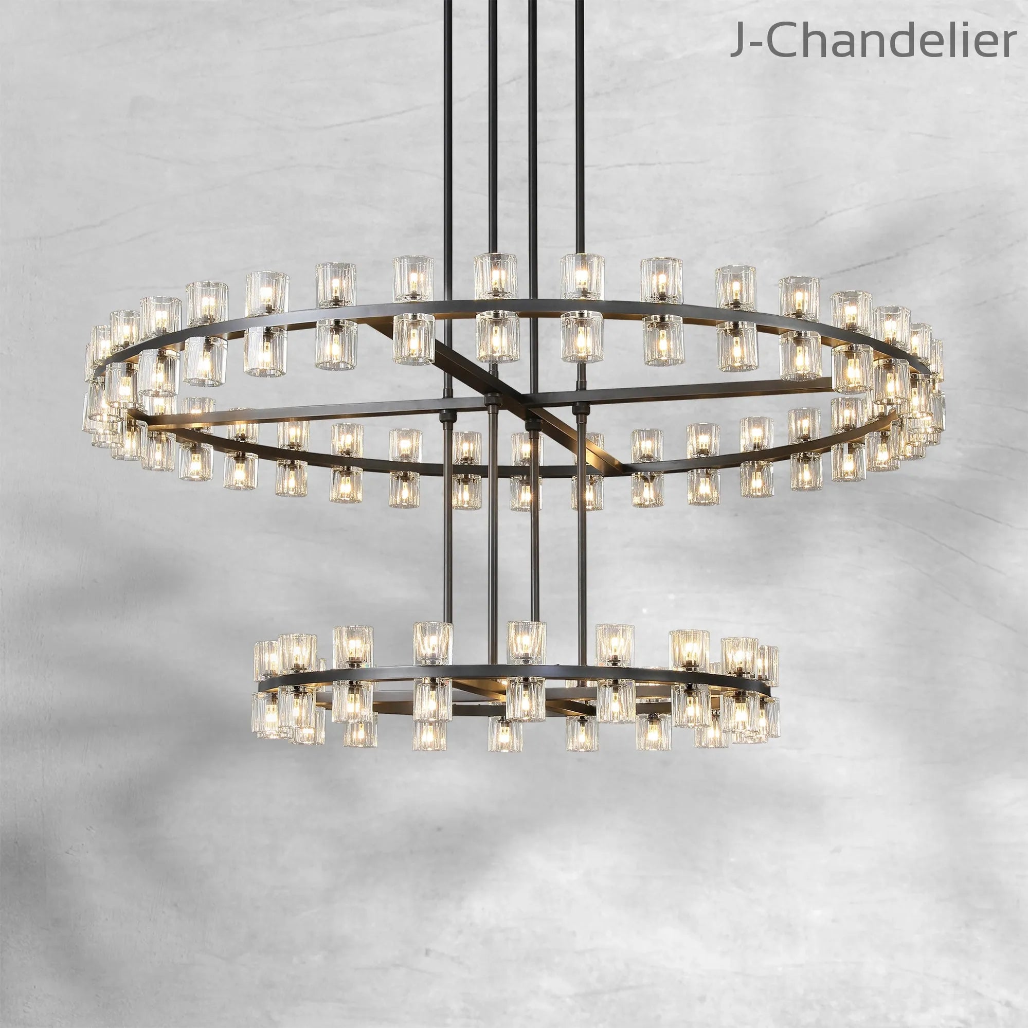 Arcachen Crystal Round 2-Tier Chandelier 60"