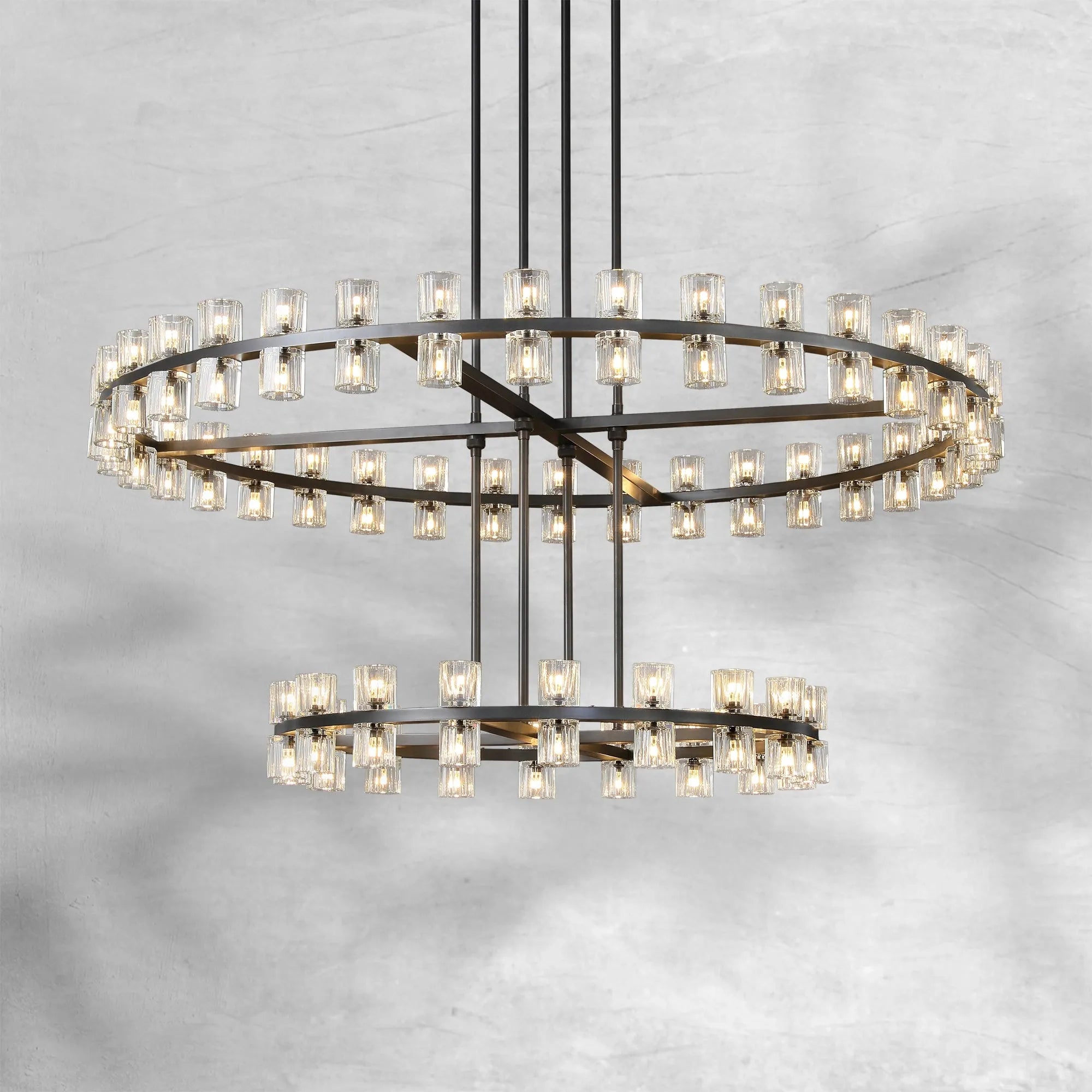 Arcachen Crystal Round 2-Tier Chandelier 60"