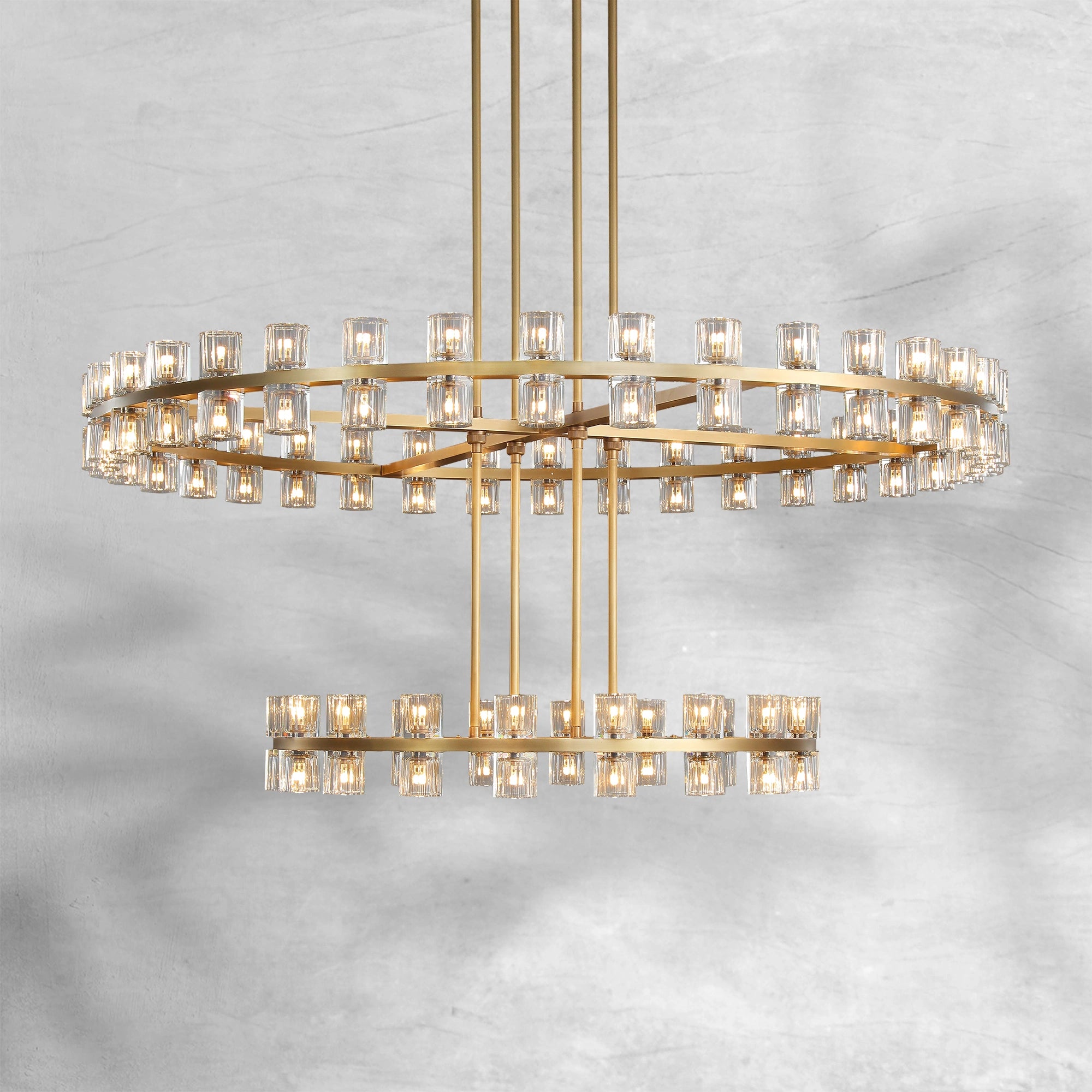 Arcachen Crystal Round 2-Tier Chandelier 60"
