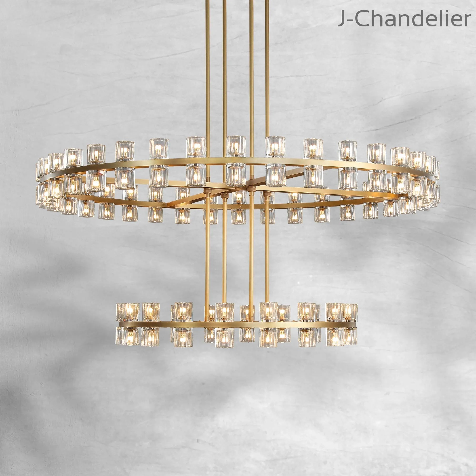 Arcachen Crystal Round 2-Tier Chandelier 60"
