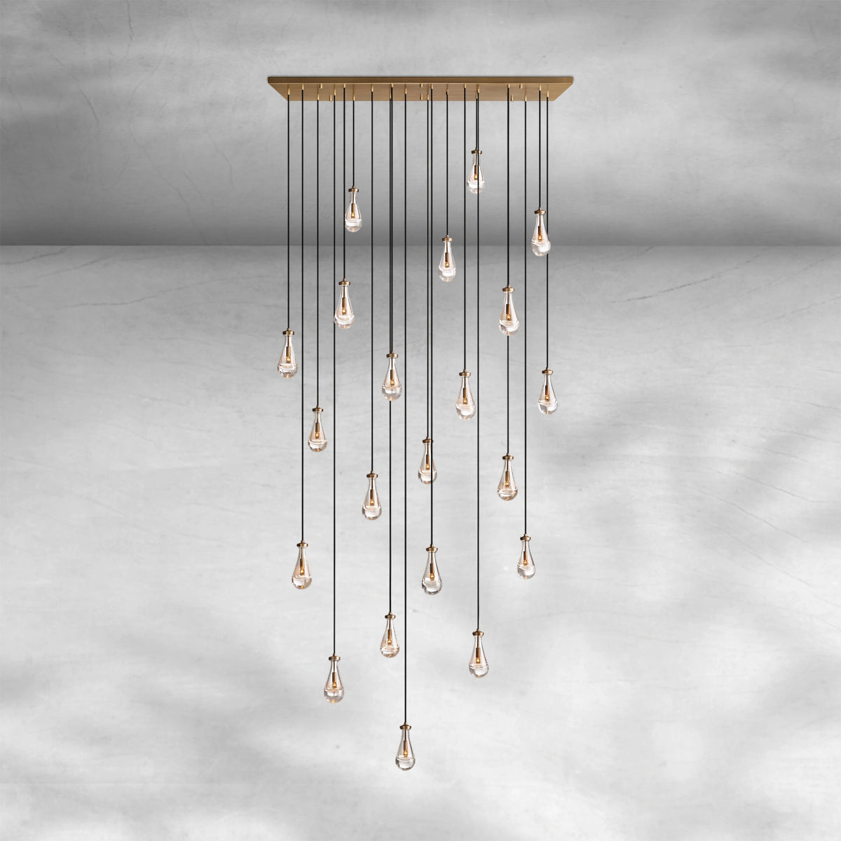 Raindrop Glass Linear Chandelier 72"
