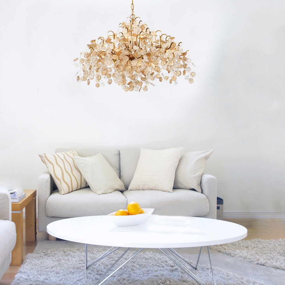 Lignia Crystal Branch Gold Artistic 45" Chandelier - Merlin Lamps