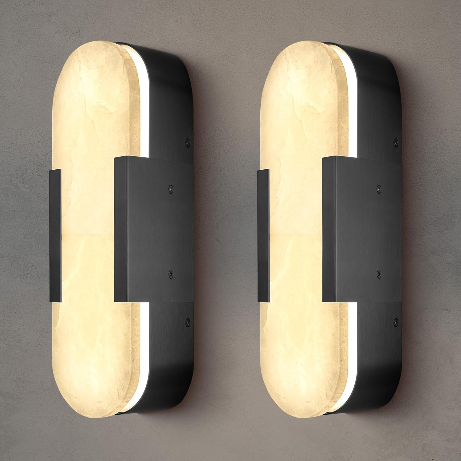 YIOSI Alabaster Matte Black Wall Sconce Set 2 13.8"
