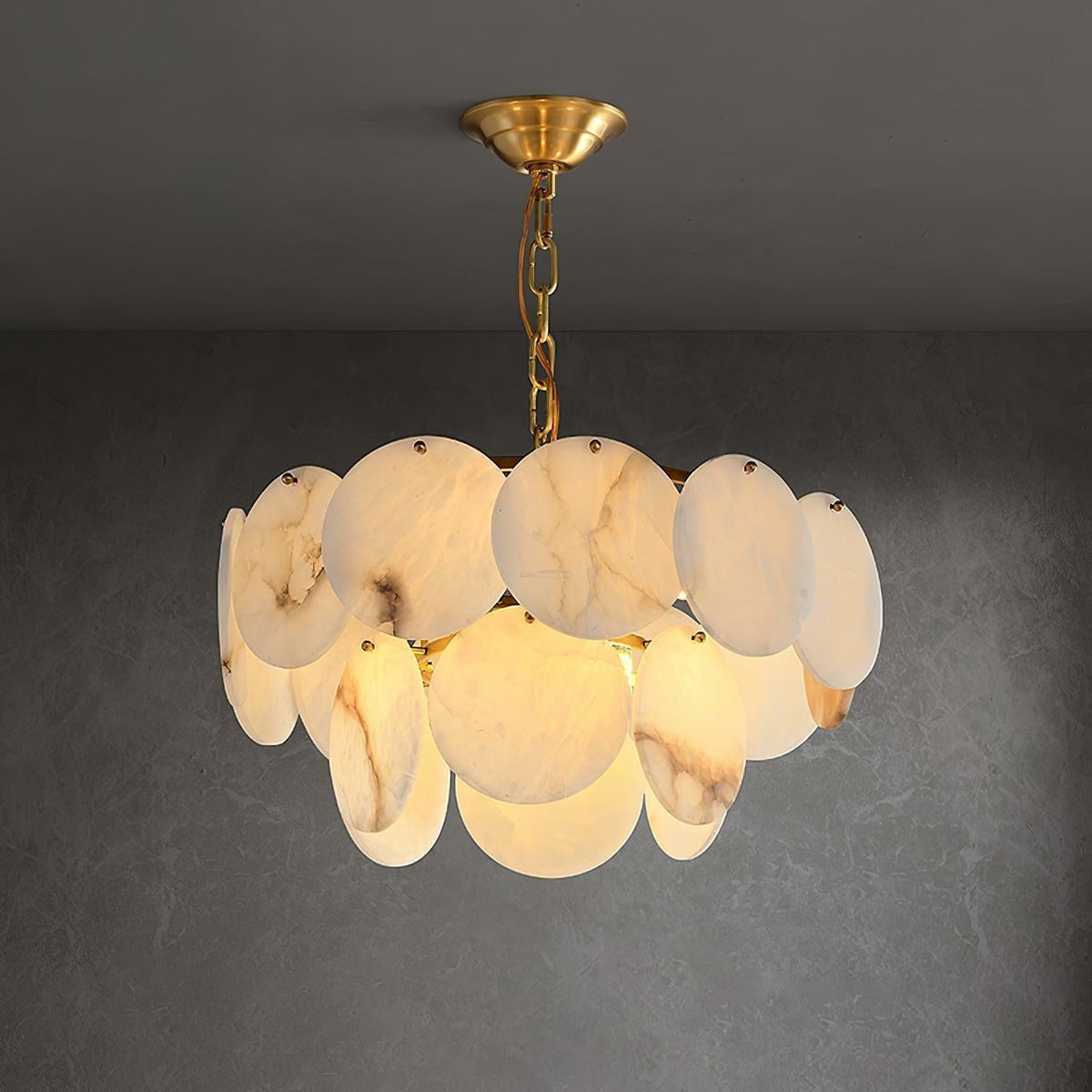 Alabaster Shell Brass Chandelier with 2/3/4/5/6 layer - Merlin Lamps