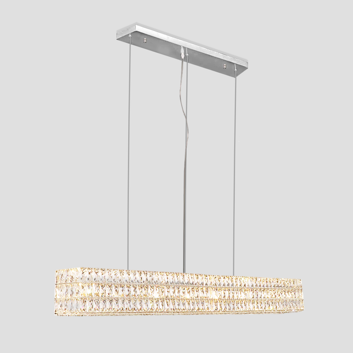Rectangular 3-Tier K9 Crystal Chandelier 40" 48" 61" 73"