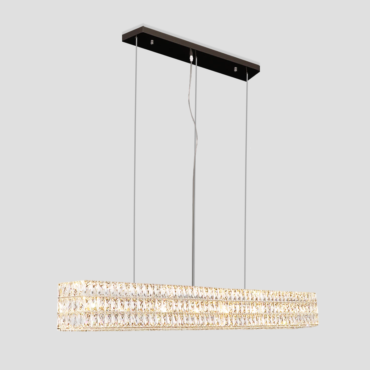 Rectangular 3-Tier K9 Crystal Chandelier 40" 48" 61" 73"