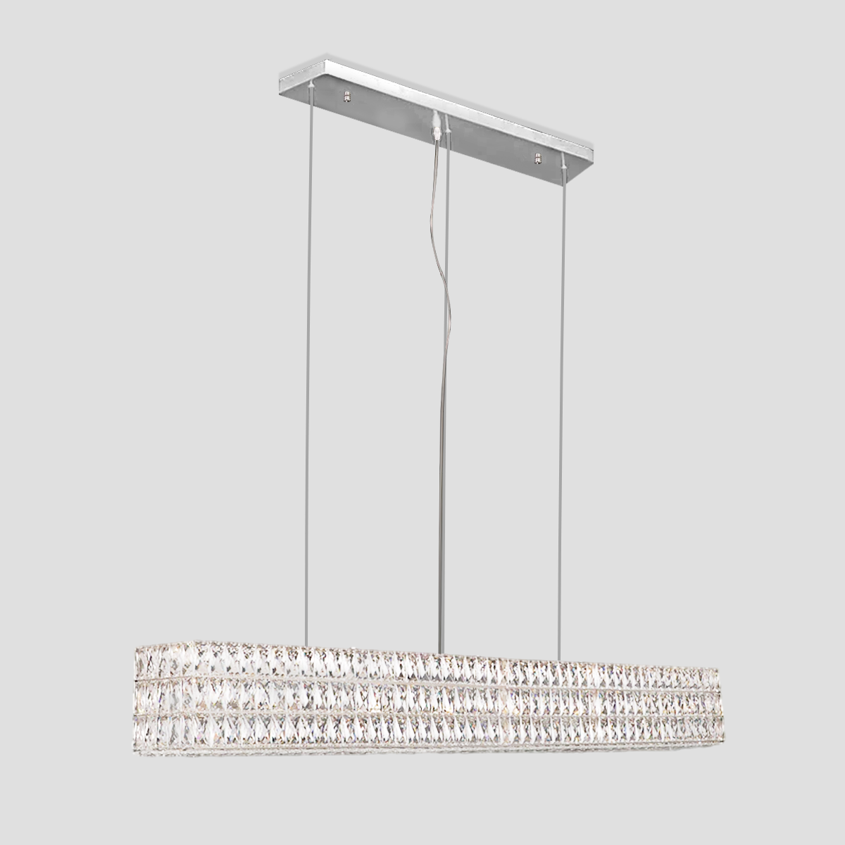 Rectangular 3-Tier K9 Crystal Chandelier 40" 48" 61" 73"