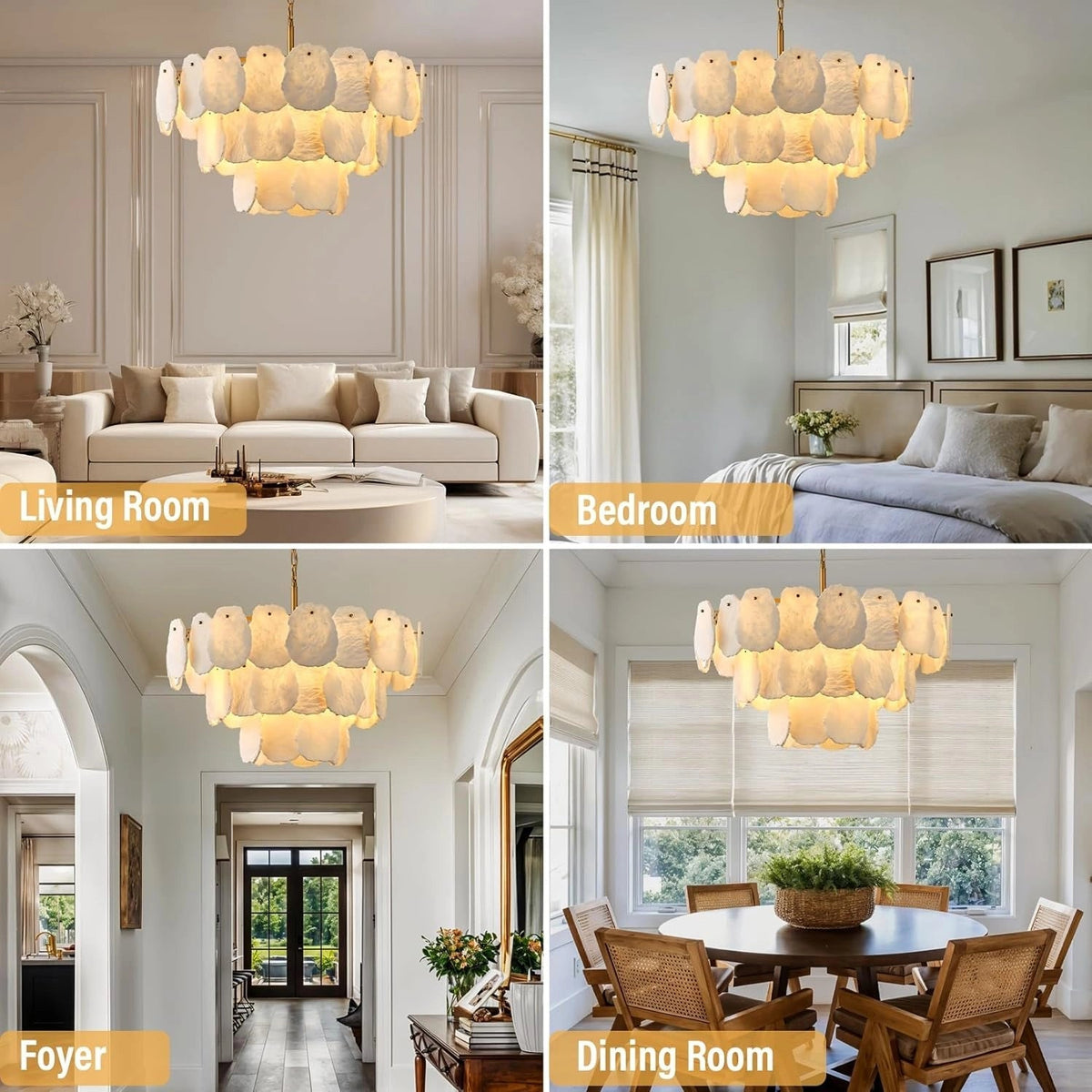 Your Brand Tiered Round Alabaster Chandelier