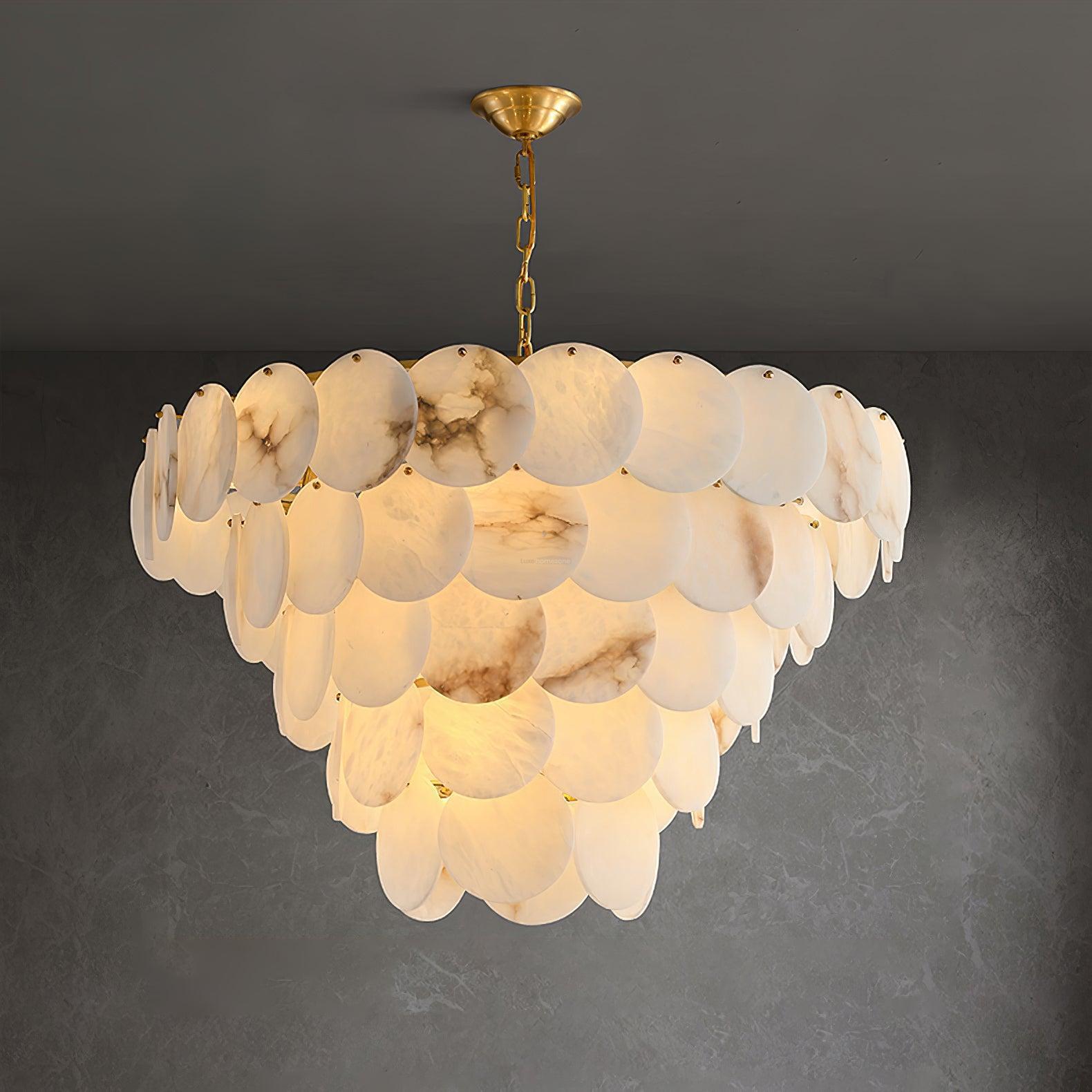 Alabaster Shell Brass Chandelier with 2/3/4/5/6 layer - Merlin Lamps