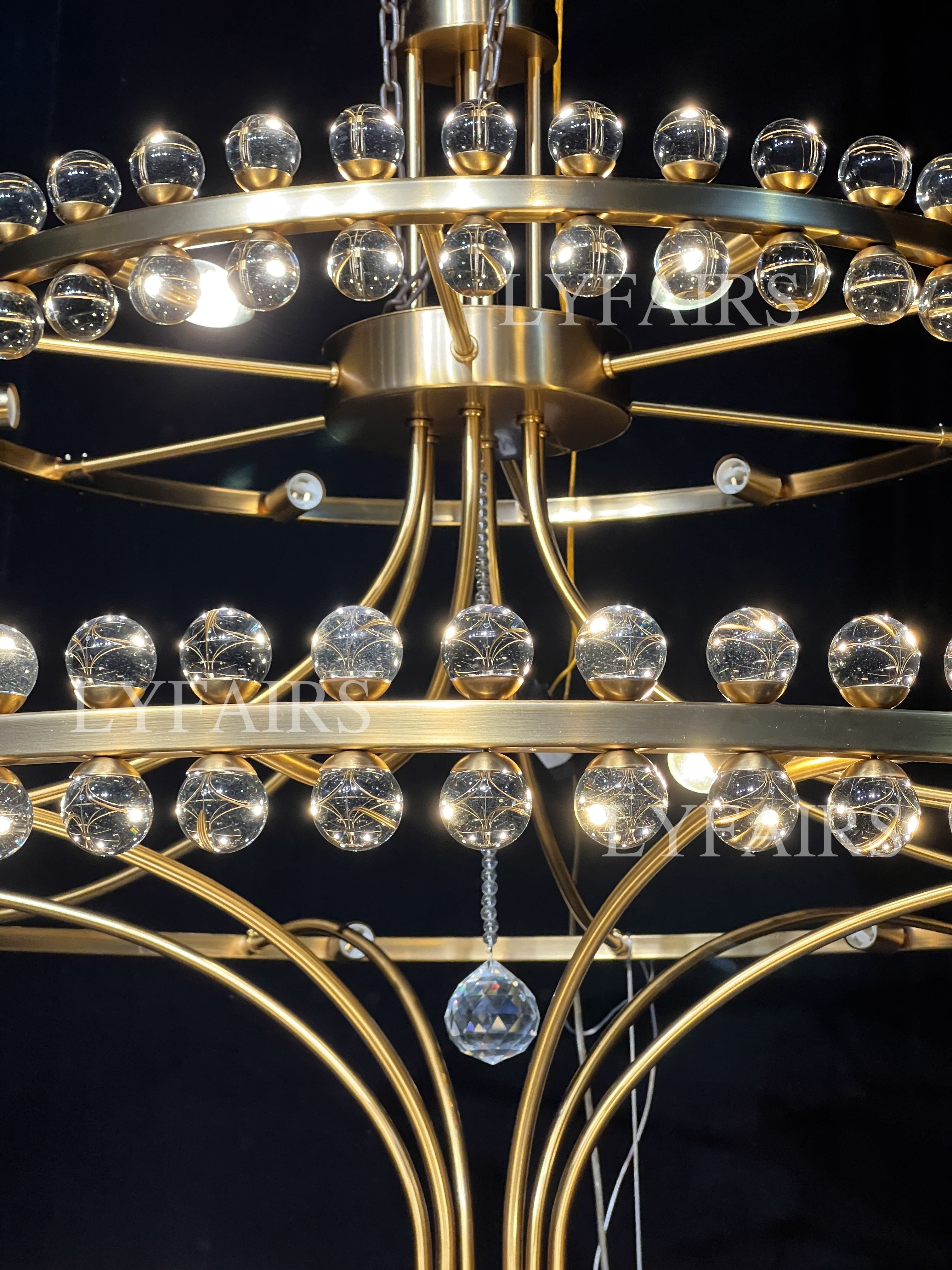 Modern 2/3 Ring Glass Ball Chandelier for Low-ceiling