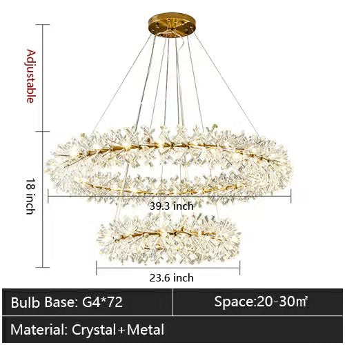 JC Rock 2 Wheel Frozen Ice Crystal Chandelier Light