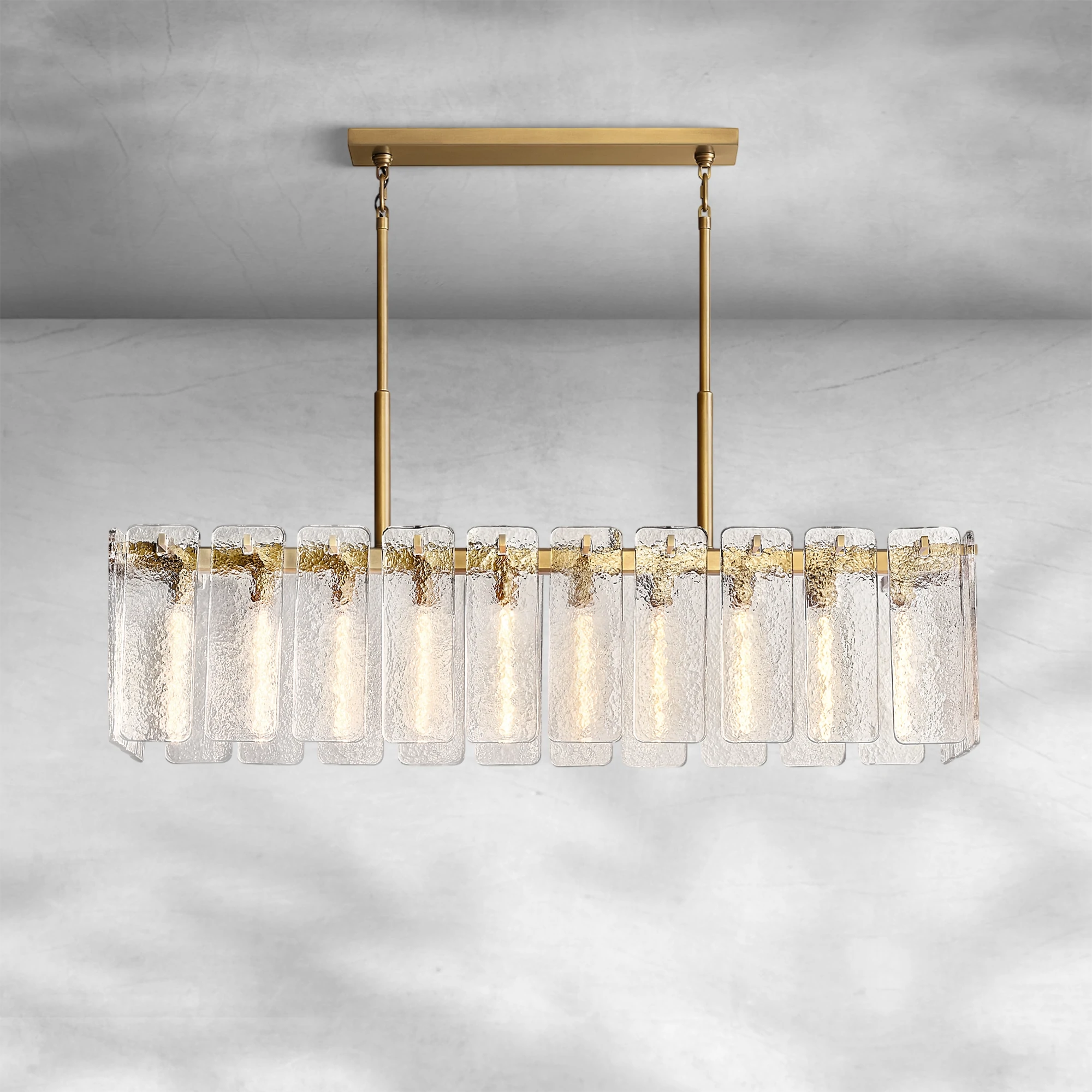Calame Glass Rectangular Chandelier 60"