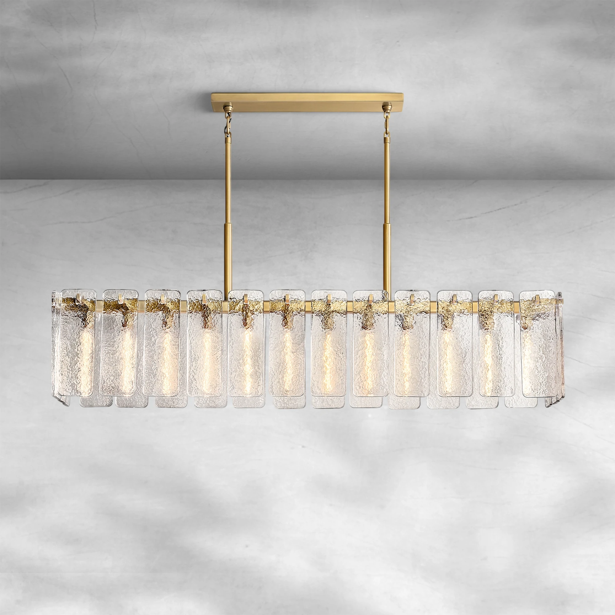 Calame Glass Rectangular Chandelier 72"