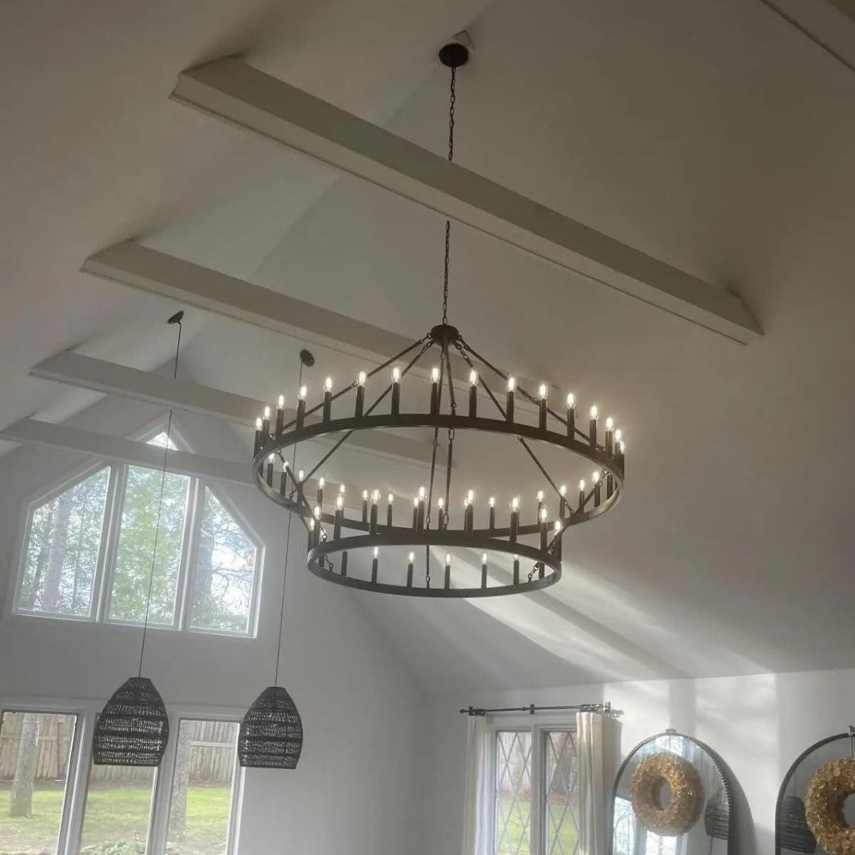 Celestine Vintage Filament Two-Tier Round Chandelier 71"