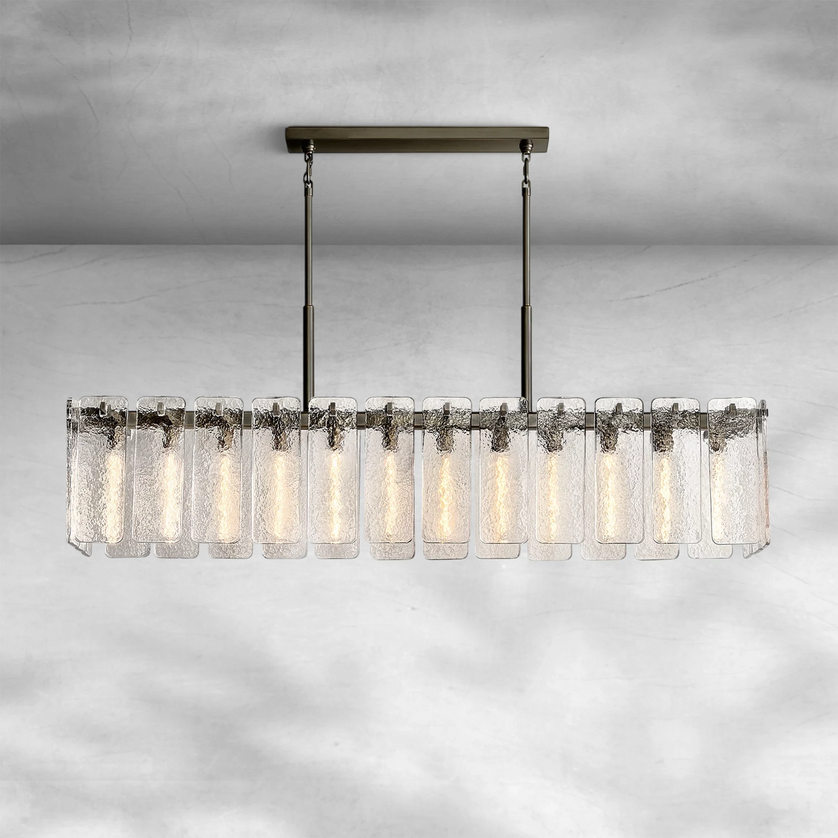 Calame Glass Rectangular Chandelier 72"