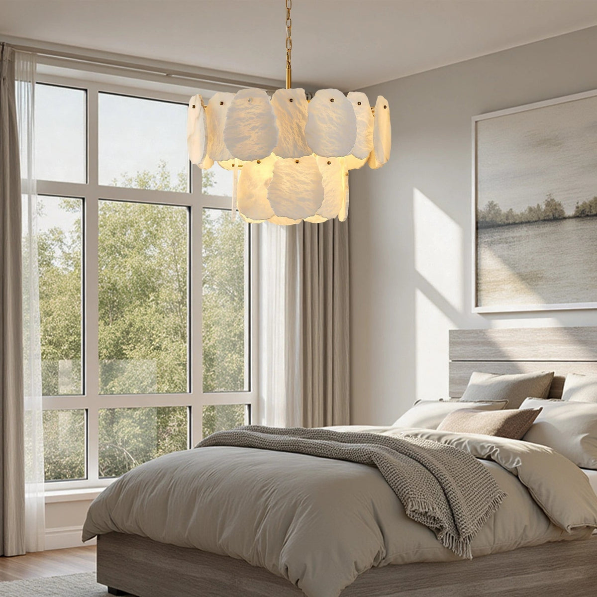 Your Brand Tiered Round Alabaster Chandelier