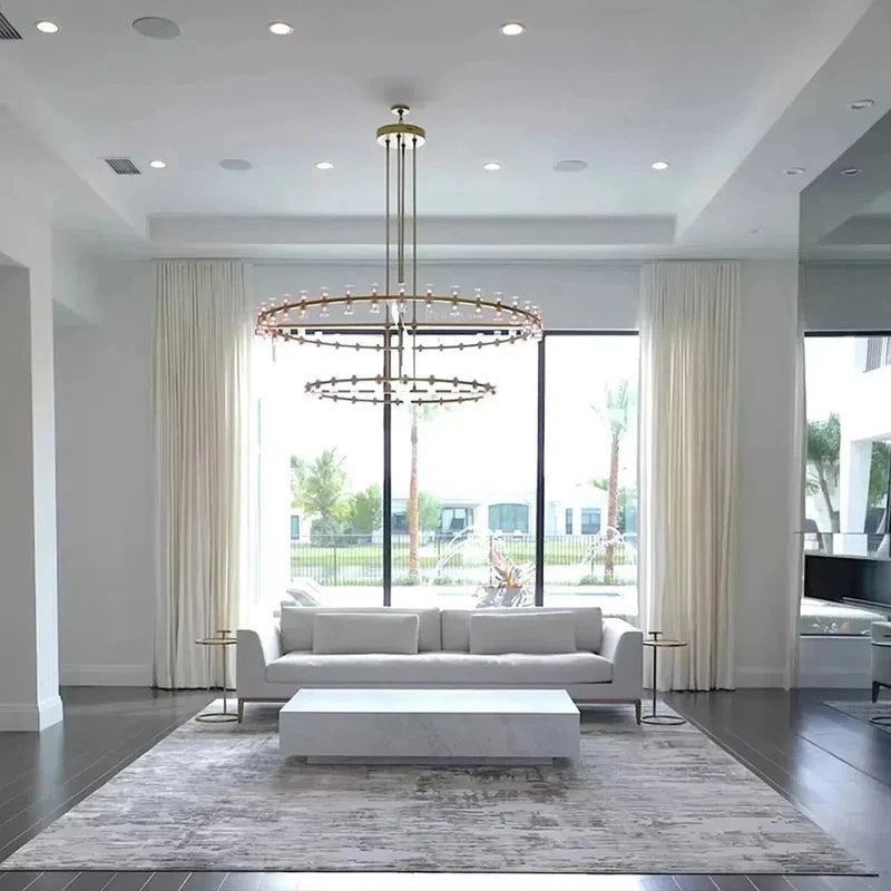 Auraline Crystal 2-Tier Round Chandelier 60"