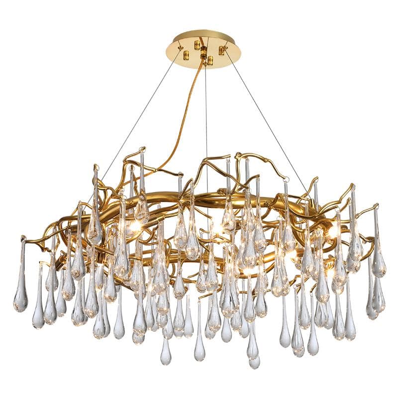JC Teardrop Branch Round Long Tear Crystal Chandelier