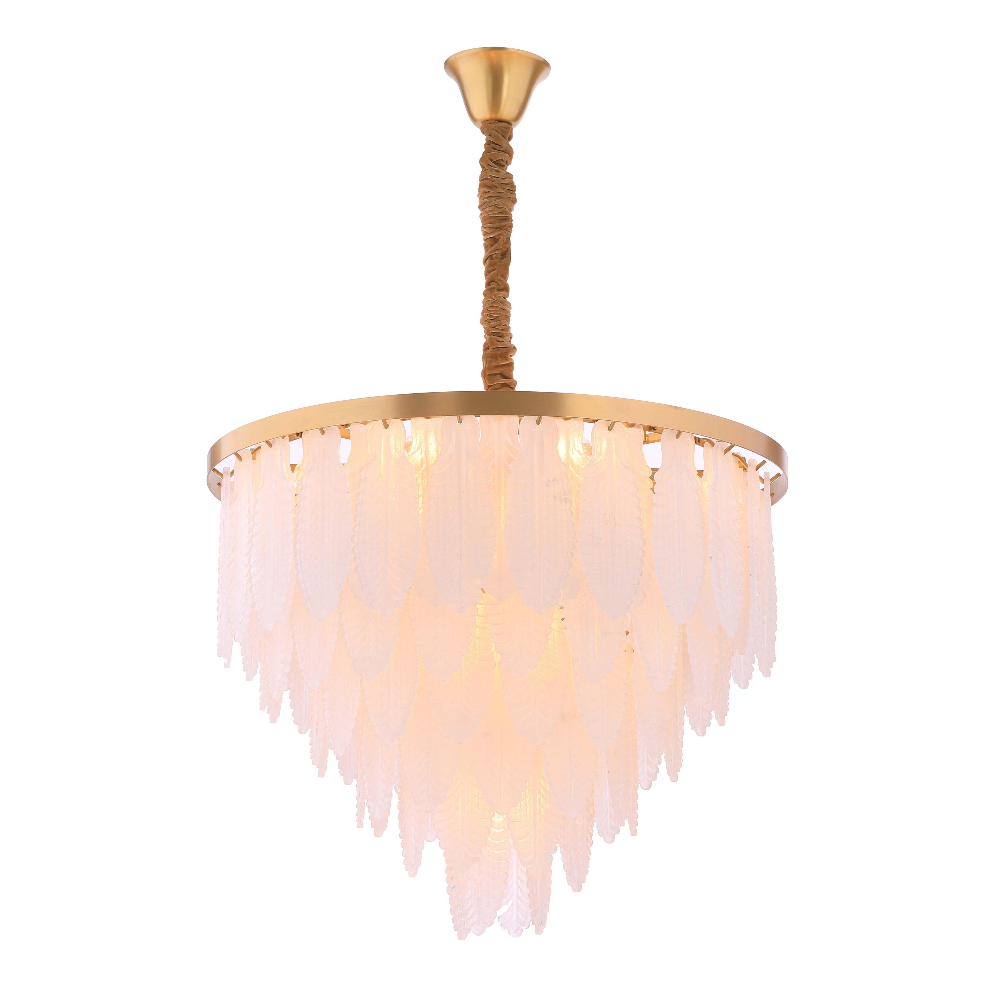 JC Leaf Round Tiered Glass Chandelier