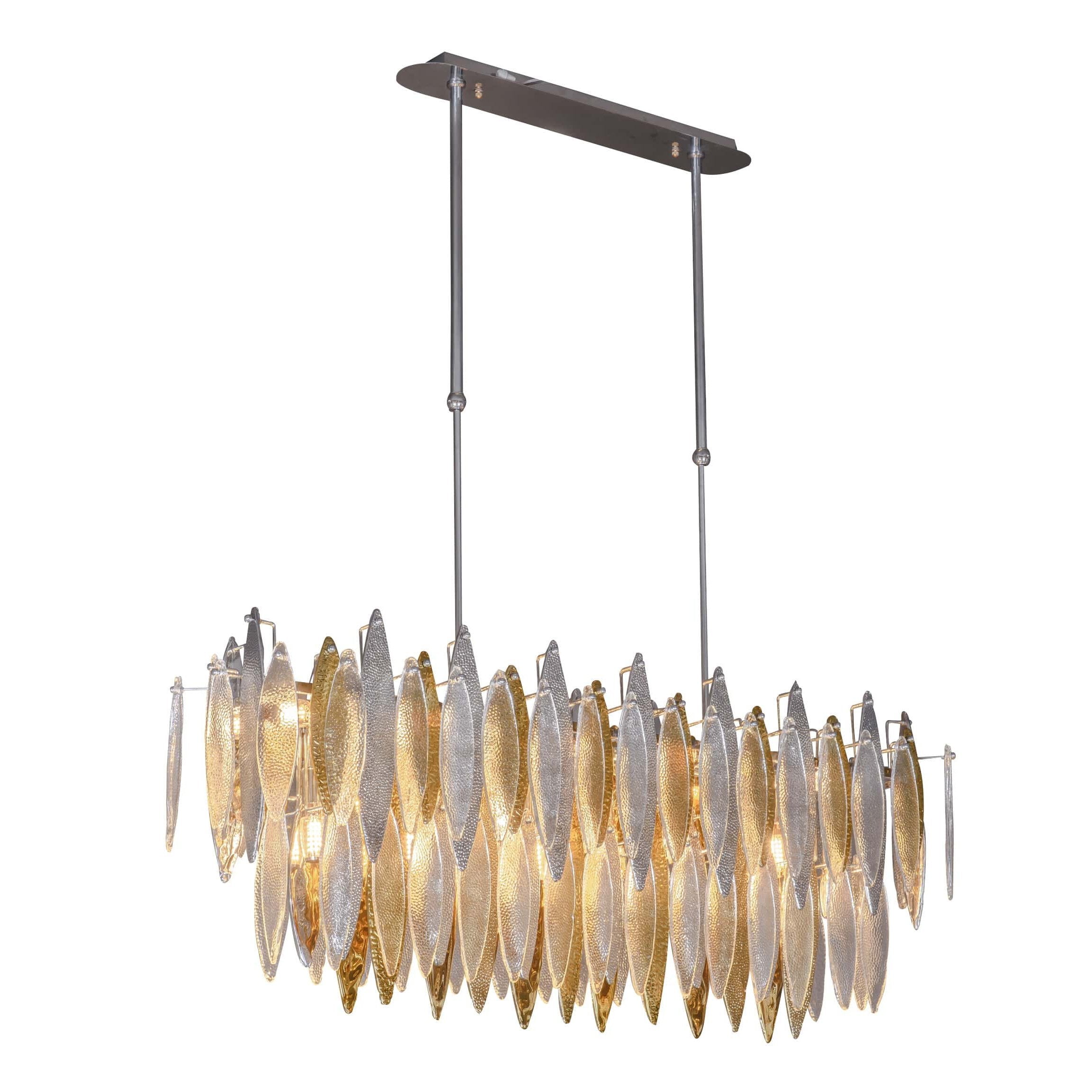 JC Alba 2-Tier Linear Oval Glass Chandelier