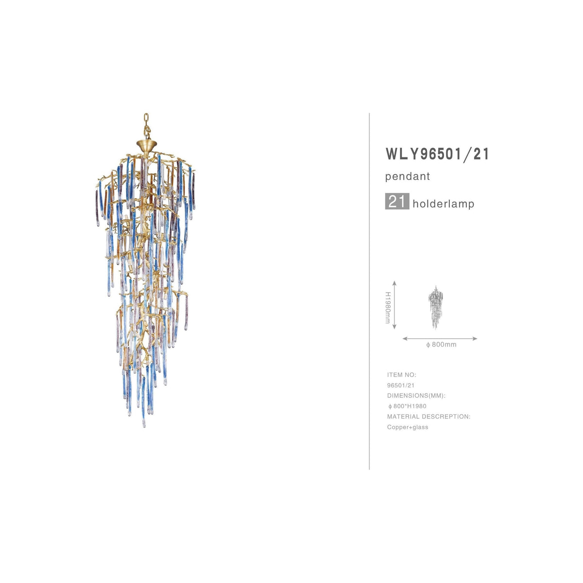 Willow Branch Glass Foyer Chandelier