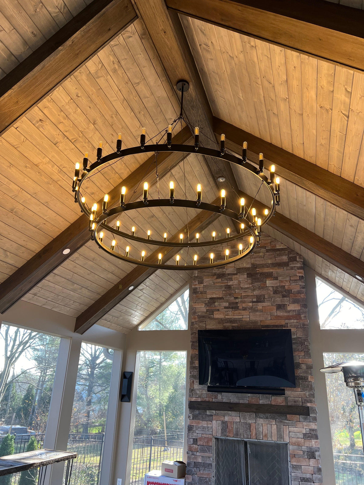Celestine Vintage Filament Two-Tier Round Chandelier 38"