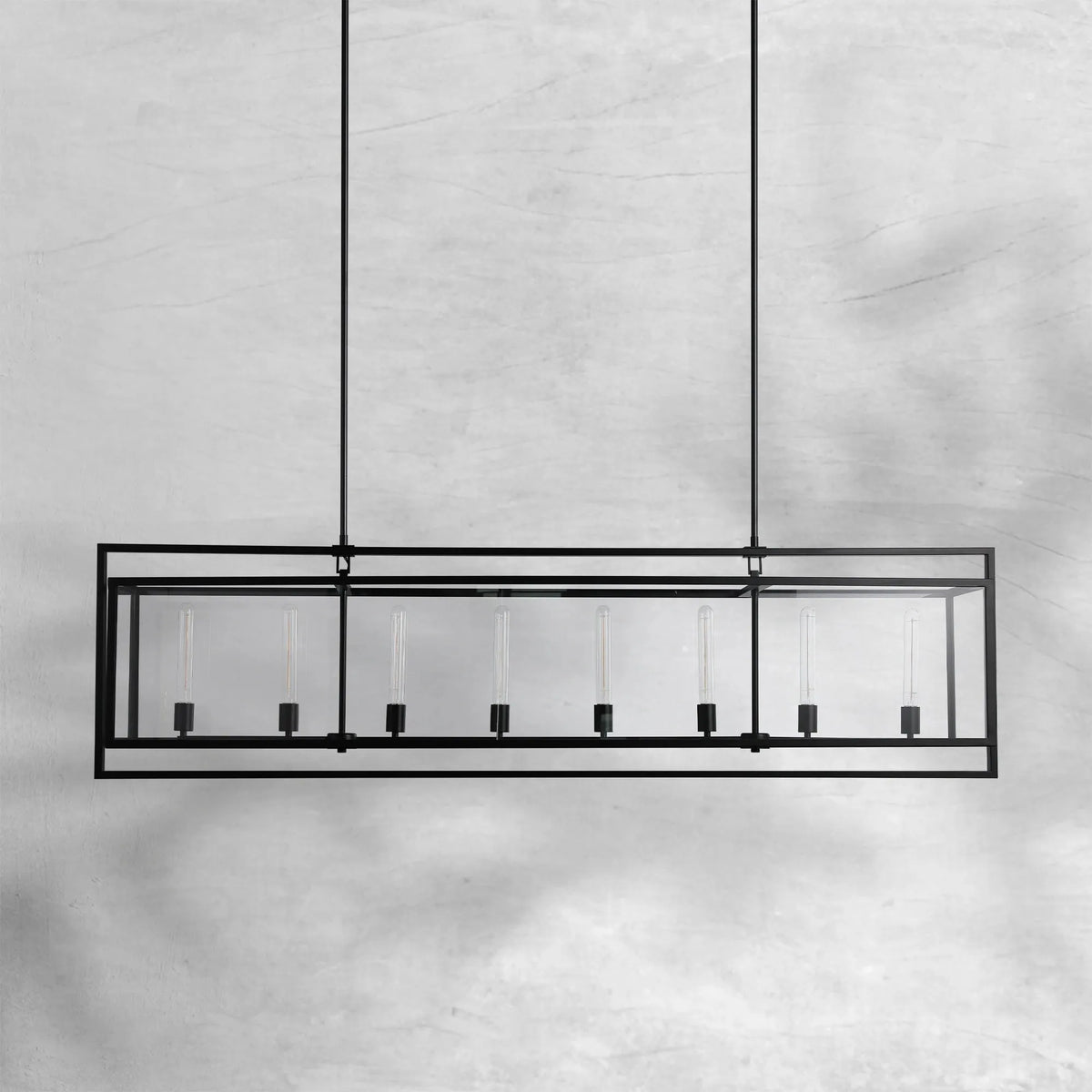 Bauros Glass Lantern Rectangular Chandelier 72"