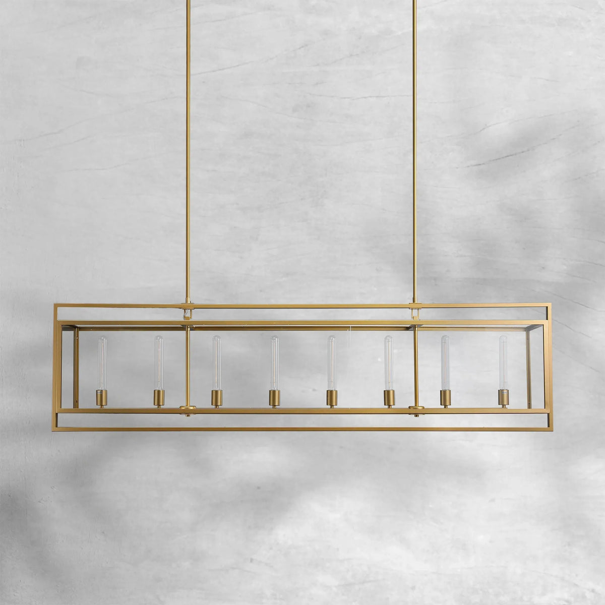 Bauros Glass Lantern Rectangular Chandelier 72"